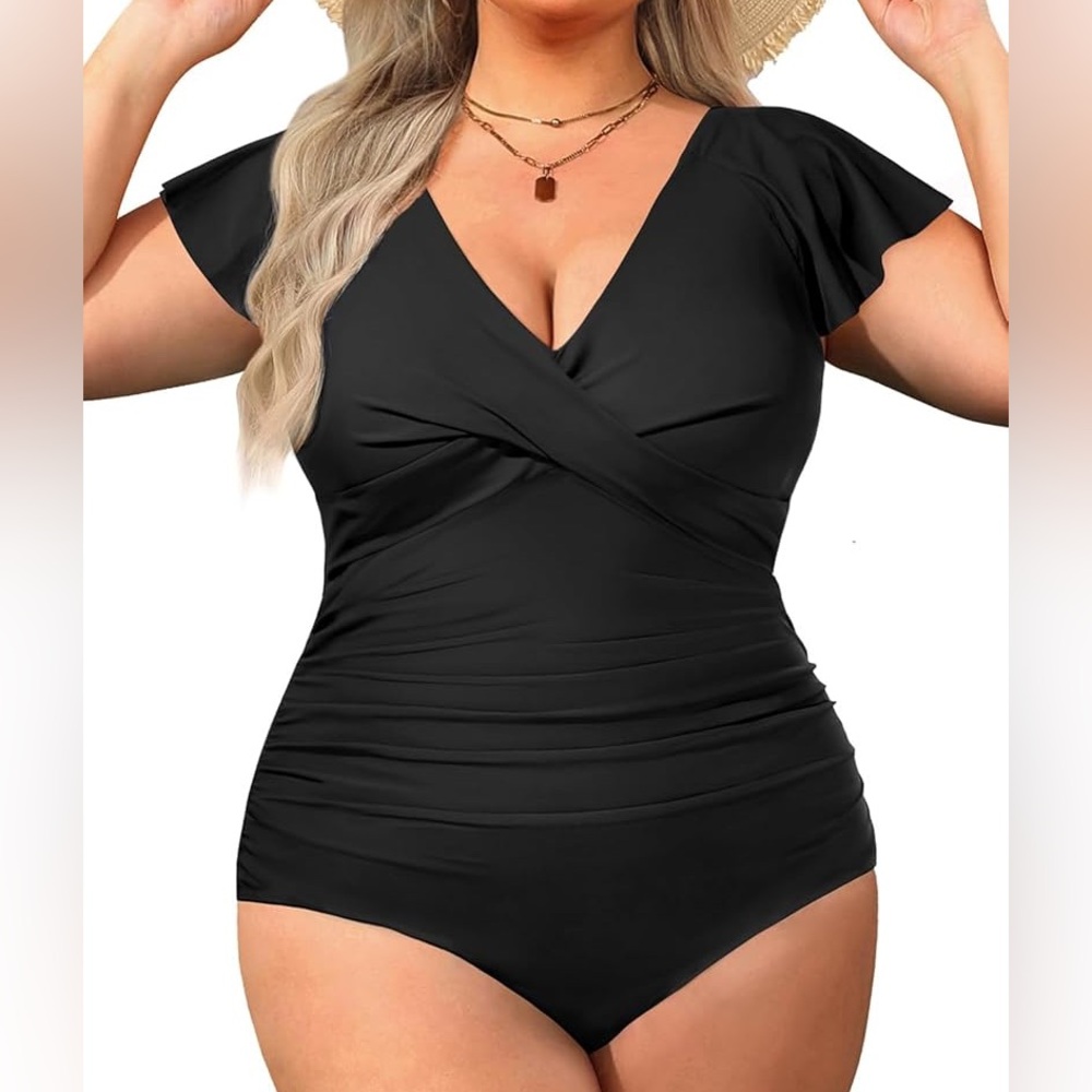 Yonique Plus Size Swimsuit Tummy Control Bathing Suits Full Coverage Swimwear
